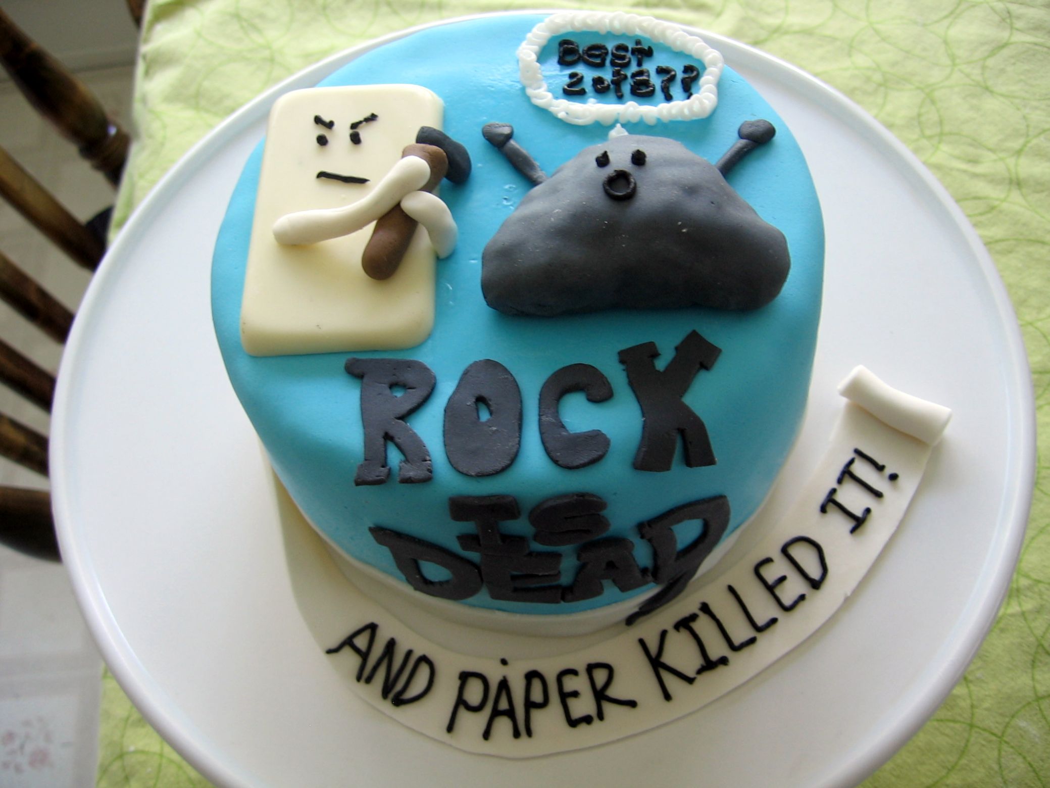 Rock is dead and paper killed it. cake